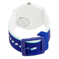 Swatch Unisex Watch - Monthly Drops Blue Shore Quartz Blue Dial Rubber Strap | GW217 ,