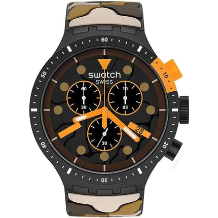 Swatch Unisex Watch - Monthly Drops Escapedesert Chronograph Brown Strap | SB02B410 ,