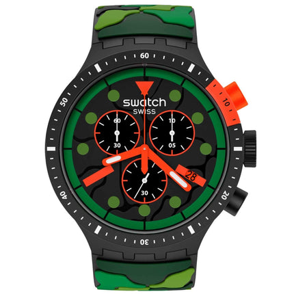 Swatch Unisex Watch - Monthly Drops Escapejungle Chronograph Green Dial | SB02B409 ,