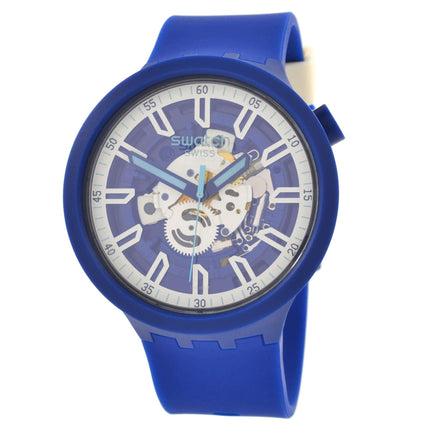 Swatch Unisex Watch - Monthly Drops Iswatch Blue Quartz Skeleton Dial | SB01N102 ,