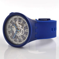 Swatch Unisex Watch - Monthly Drops Iswatch Blue Quartz Skeleton Dial | SB01N102 ,
