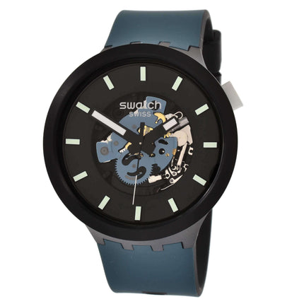 Swatch Unisex Watch - Monthly Drops Night Trip Quartz Semi-Skeleton Dial | SB03B107 ,