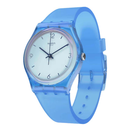 Swatch Unisex Watch - Monthly Drops Swan Ocean Quartz Blue Dial Rubber Strap | GS165 ,