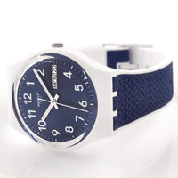 Swatch Unisex Watch - Swatch Essentials Navy Light Fabric Inlay Rubber Strap | GW715 ,