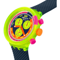 Swatch Unisex Watch - Swatch Neon To The Max Chronograph Bio Sourced Strap | SB06J100 ,