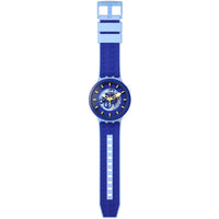 Swatch Unisex Watch - The January Bouncing Blue Semi Skeleton Dial Strap | SB05N105 ,