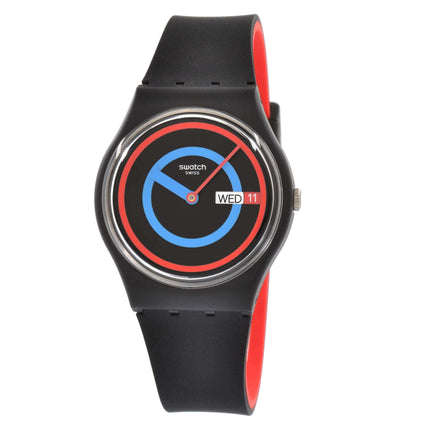 Swatch Unisex Watch - The January Circling Black Date Display Rubber Strap | SO28B706 ,