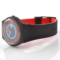 Swatch Unisex Watch - The January Circling Black Date Display Rubber Strap | SO28B706 ,