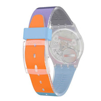 Swatch Women's Strap Watch - Think Fun Azul'heure Quartz Blue & Pink Dial | GE260 ,