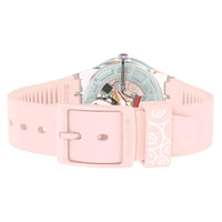 Swatch Women's Watch - Akita Inu Quartz Orange, White and Pink Dial Strap | GE279 ,