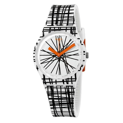 Swatch Women's Watch - Lace Me Quartz Black Irregular Line Printed Strap | GW183 ,