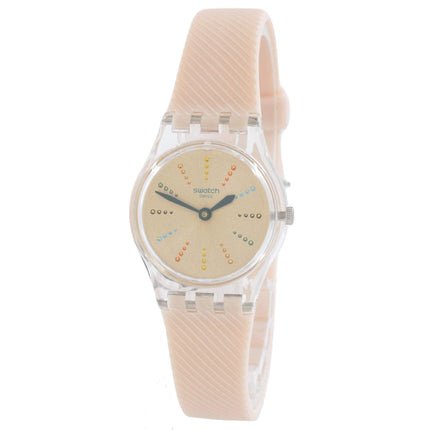 Swatch Women's Watch - Quadretten Quartz Light Pink Dial Textured Rubber Strap | LK372 ,