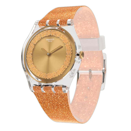 Swatch Women's Watch - Swatch Holiday Collection Sparklingot Gold Tone Dial | GE285 ,