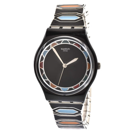 Swatch Women's Watch - Zainab Multicolored Geometric Accented Black Bracelet | GB282A ,