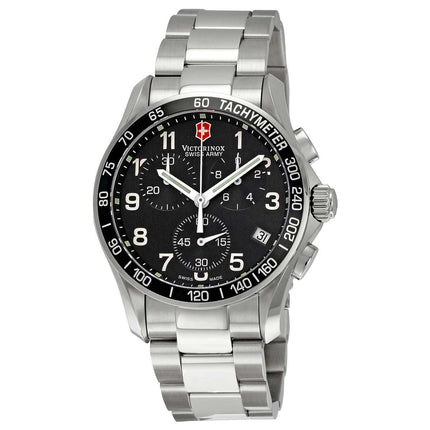 Swiss Army 241122 Men's Chrono Classic Black Dial Stainless Steel Bracelet Watch ,