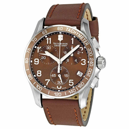 Swiss Army 241151 Men's Chrono Classic Brown Dial Brown Leather Strap Watch ,