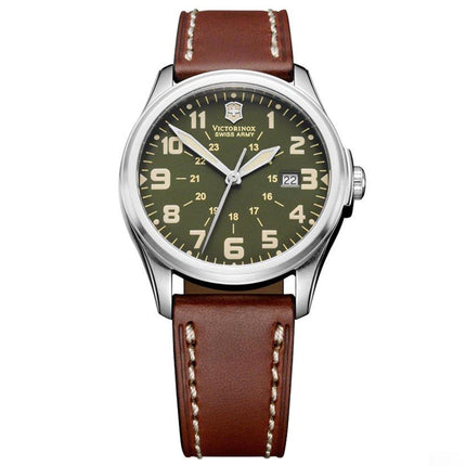 Swiss Army 241309 Men's Infantry Vintage Green Dial Brown Leather Strap Watch ,