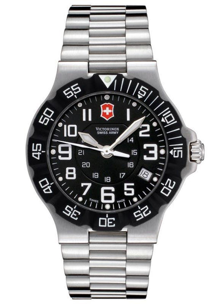 Swiss Army 241344 Men's Swiss Made Black Dial Stainless Steel Watch ,