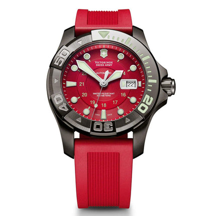 Swiss Army 241353 Men's Dive Master Red Dial Gunmetal Tone Steel Red Rubber Strap Watch ,