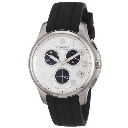 Swiss Army 241454 Men's Officers Silver Dial Black Rubber Strap Chronograph Watch ,