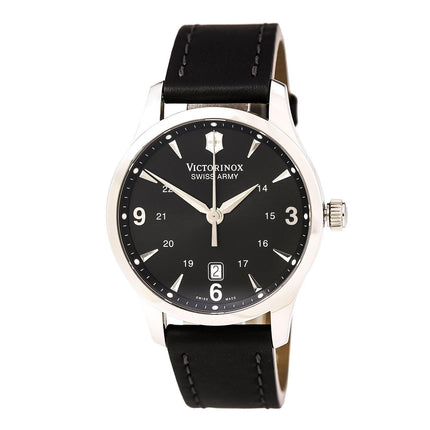 Swiss Army 241474 Men's Alliance Black Dial Black Leather Strap Swiss Watch ,