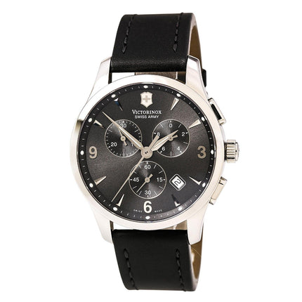 Swiss Army 241479 Men's Alliance Chronograph Black Dial Black Leather Strap Watch ,