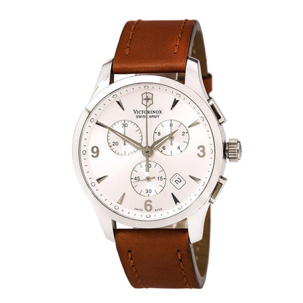Swiss Army 241480 Men's Alliance Silver Dial Brown Leather Strap Chronograph Watch ,