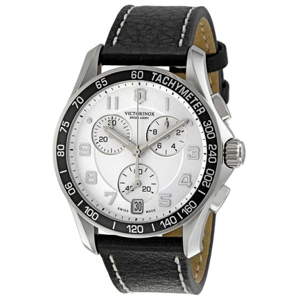 Swiss Army 241496 Men's Chrono Classic Silver Dial Black Leather Strap Watch ,
