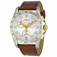 Swiss Army 241510 Men's Classic Silver Dial Brown Leather Strap Chronograph Watch ,