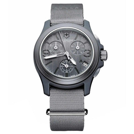 Swiss Army 241532 Men's Original Chronograph Grey Dial Grey Nylon Nato Strap Watch ,