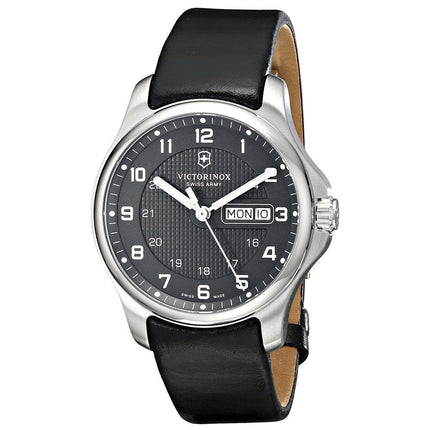 Swiss Army 241549 Men's Officer's Day Date Black Dial Black Leather Strap Watch ,