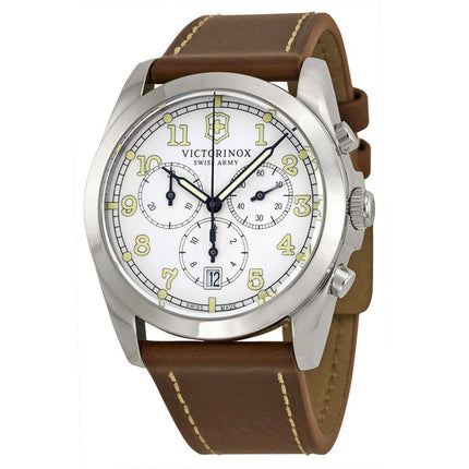 Swiss Army 241568 Men's Infantry White Dial Brown Leather Strap Chronograph Watch ,