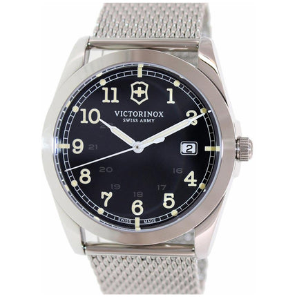 Swiss Army 241585 Men's Infantry Black Dial Stainless Steel Mesh Bracelet Watch ,