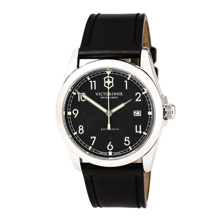 Swiss Army 241586 Men's Infantry Black Dial Black Leather Strap Mechanical Automatic Watch ,