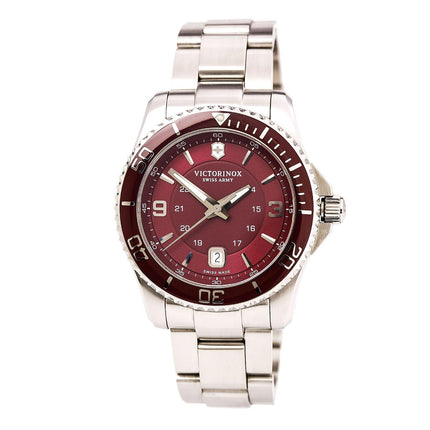 Swiss Army 241604 Men's Maverick Red Dial Stainless Steel Bracelet Watch ,