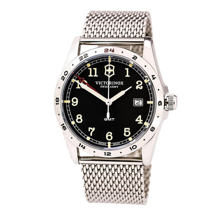 Swiss Army 241649 Men's Infantry Black Dial Stainless Steel Mesh Bracelet GMT Watch ,