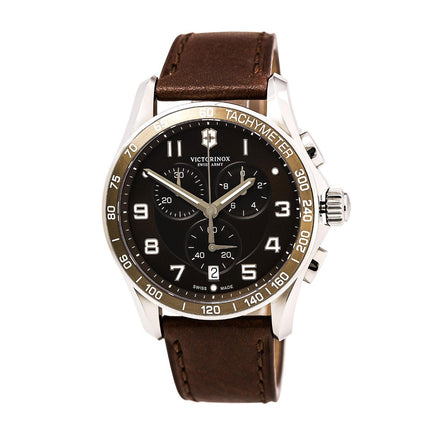 Swiss Army 241653 Men's Chrono Classic Brown Dial Brown Leather Strap Watch ,