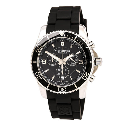 Swiss Army 241696 Men's Maverick Chronograph Black Dial Black Rubber Strap Watch ,