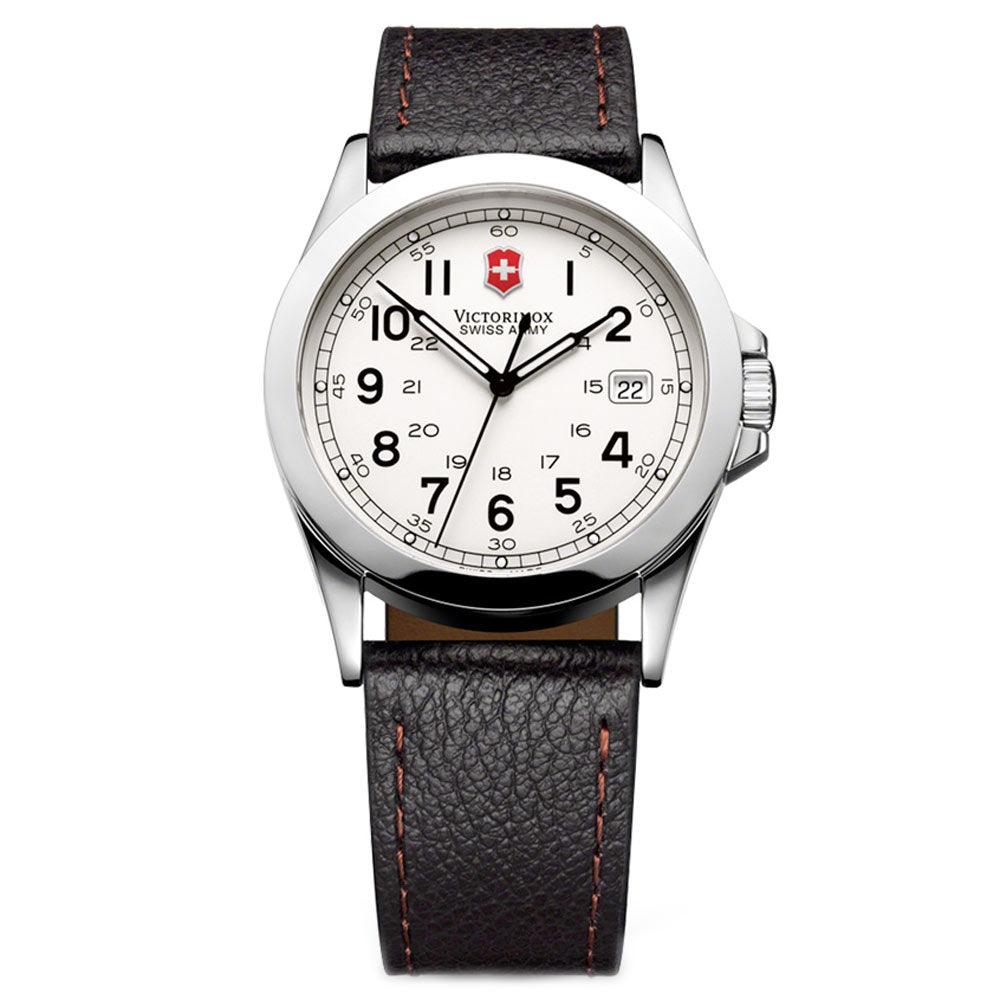 Swiss Army 24654 Men's Infantry White Dial Black Leather Strap Watch