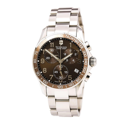 Swiss Army 249011 Men's Chrono Classic Brown Dial Stainless Steel Bracelet Watch ,