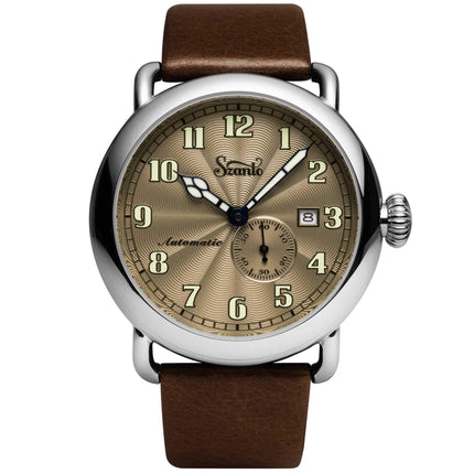 Szanto Men's Automatic Watch - Officer Classic Round Brown Dial Strap | SZ 6304E ,
