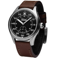 Szanto Men's Quartz Watch - Heritage Aviator Black Dial Brown Leather Strap | SZ 2754 ,