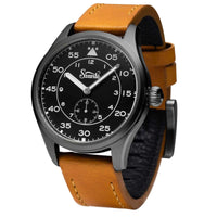 Szanto Men's Quartz Watch - Heritage Aviator Black Dial Grey Case Tan Strap | SZ 2757 ,