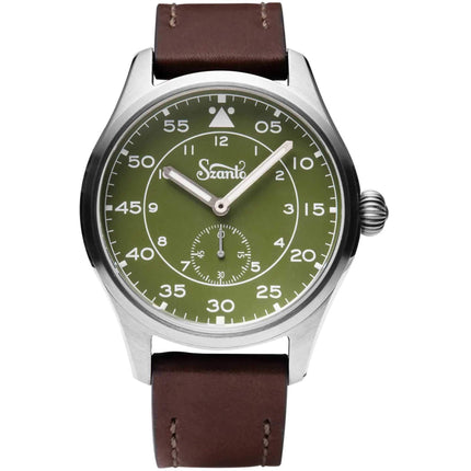 Szanto Men's Quartz Watch - Heritage Aviator Small Seconds Green Dial Strap | SZ 2755 ,