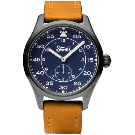 Szanto Men's Watch - Heritage Aviator Small Seconds Blue Dial Tan Strap | SZ 2756 ,