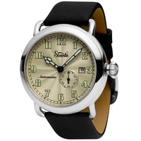 Szanto Men's Watch - Officer Classic Round Ivory Dial Black Leather Strap | SZ 6305E ,