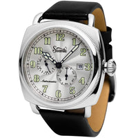 Szanto Men's Watch - Officer Coin Cushion Silver Tone Dial Black Strap | SZ 6202E ,