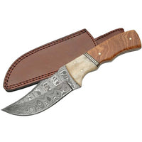 SZCO Knife - Hunter Wood and Bone Handle Fixed Steel Blade Full Tang | SZDM-1079 ,