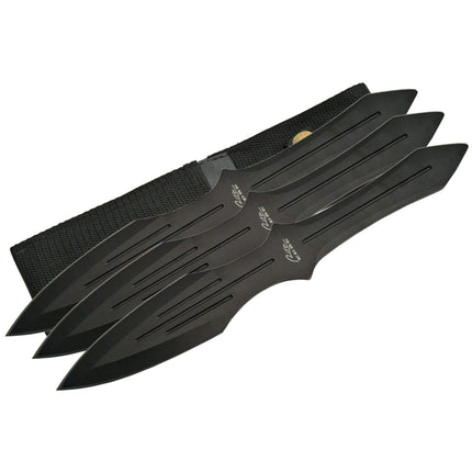 SZCO Throwing Knife Set - Spear Point Blade Black Steel Handle, 3 Piece | 211230-BK ,