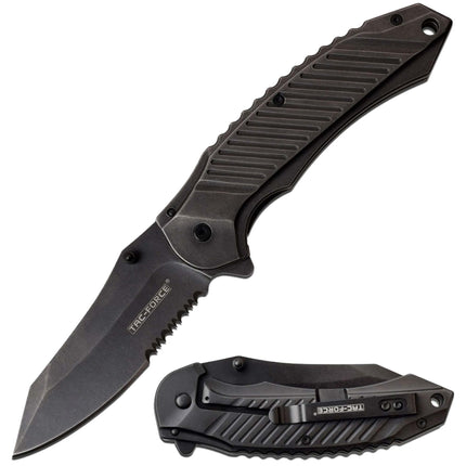 Tac Force Knife - Spring Assisted Black Stainless Steel Handle Folding | TF-968SW ,